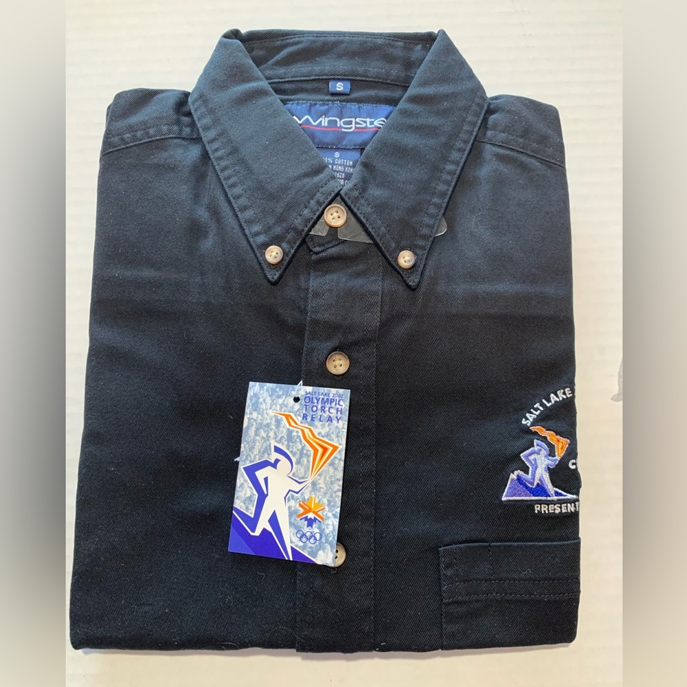Salt Lake Olympics 2002 Torch Rally Embroidered Chevrolet  Button Down S Shirt